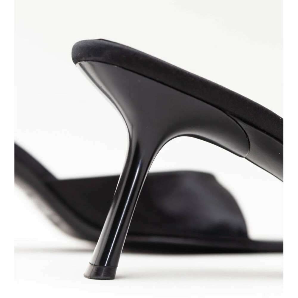 PRADA Vintage Tilted Heel Sandals Black Satin EU: 40 US: 10 Sandal Unique Find - Picture 9 of 11